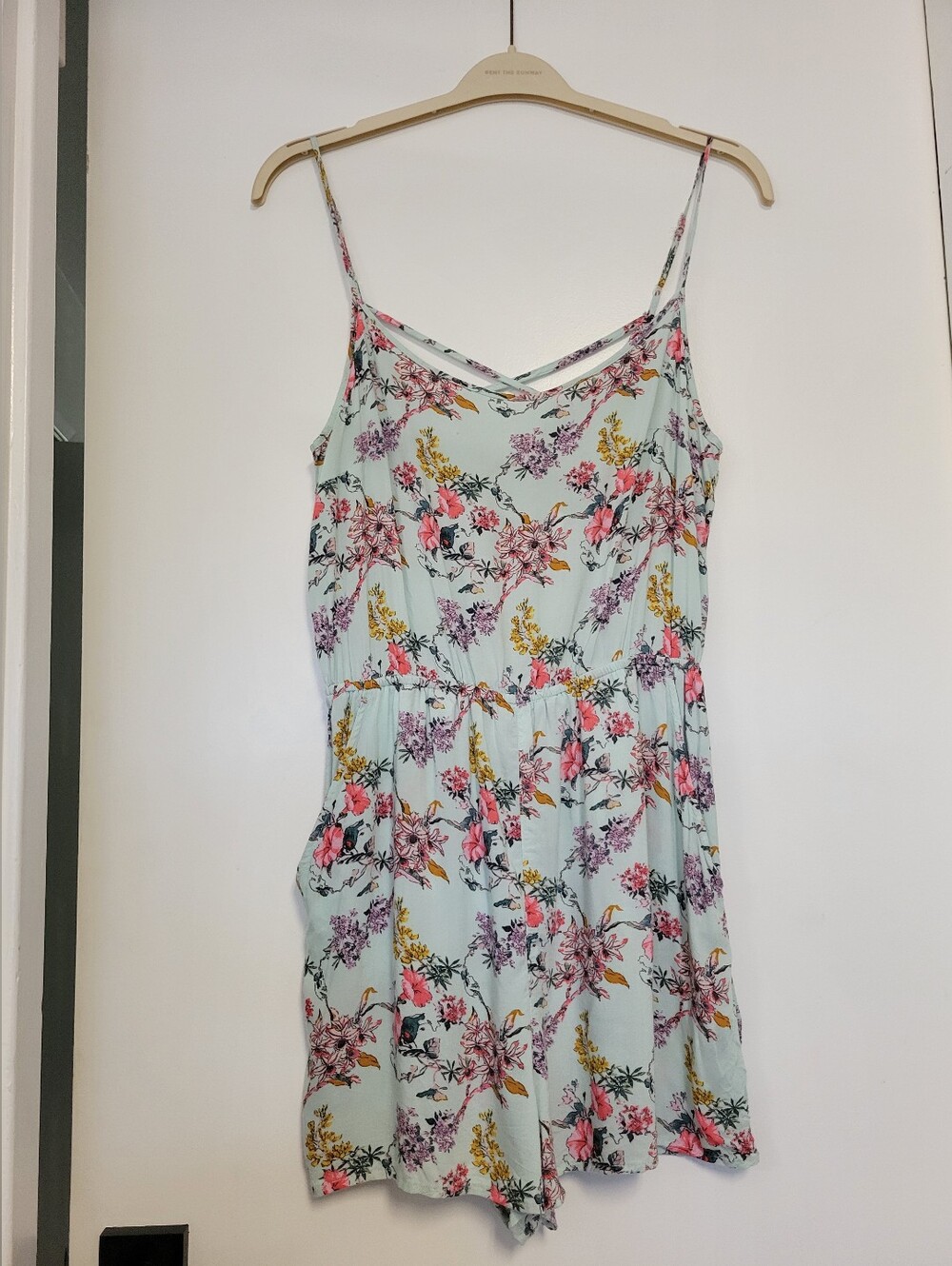 H&M Floral Summer Light Romper With Pockets Cottagecore Size 12